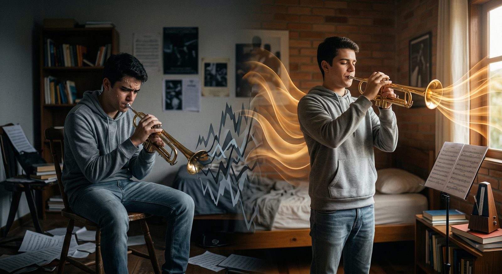 Supere a dificuldade para afinar o trompete com 3 passos práticos. Aprenda a treinar sua embocadura, evitar erros comuns e manter a motivação para tocar com um som limpo e afinado.